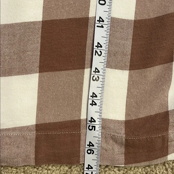 VGUC Faherty Helena dress buffalo check brown white button up pockets Small - Picture 12 of 12
